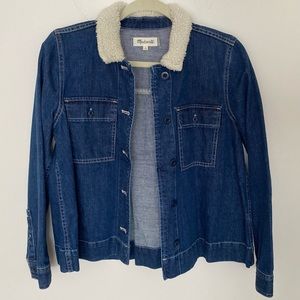 ❤️ NWOT Madewell Women’s Denim Northward Cropped Army Jacket - Sherpa Edition